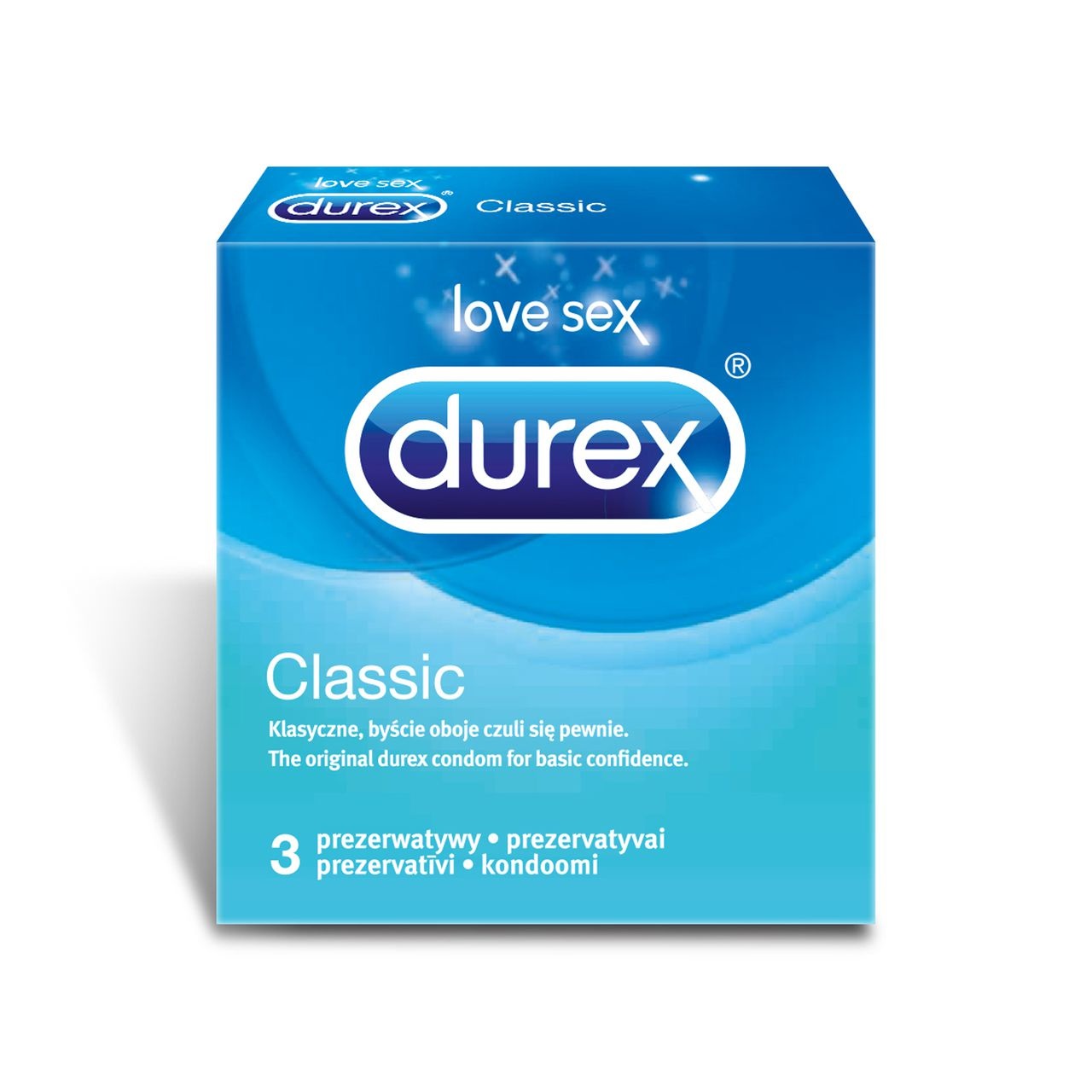 Durex Classic Preservativi 3 pz - Lattice Naturale, Easy-On, Lubrificati, 56 mm