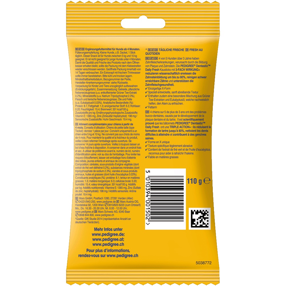 Pedigree Dentastix Fresh Snack per Cani Piccola Taglia (5-10 kg) - 7 Pz per Igiene Orale