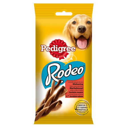 Pedigree Rodeo Snack per Cani al Manzo - 122g, per Cani oltre 4 Mesi, Trattamento Gustoso e Masticabile