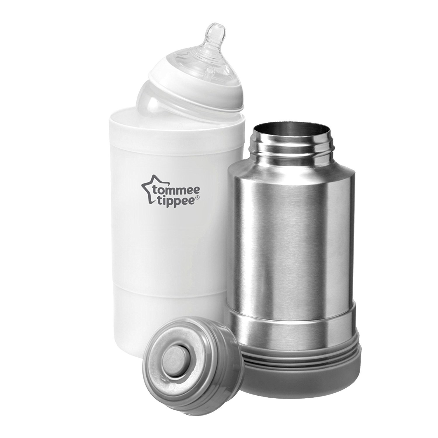 Tommee Tippee Scaldabiberon e Scaldapappa Da Viaggio in Acciaio Inox - Portatile, Senza BPA, Riscalda Latte Materno e Pappe