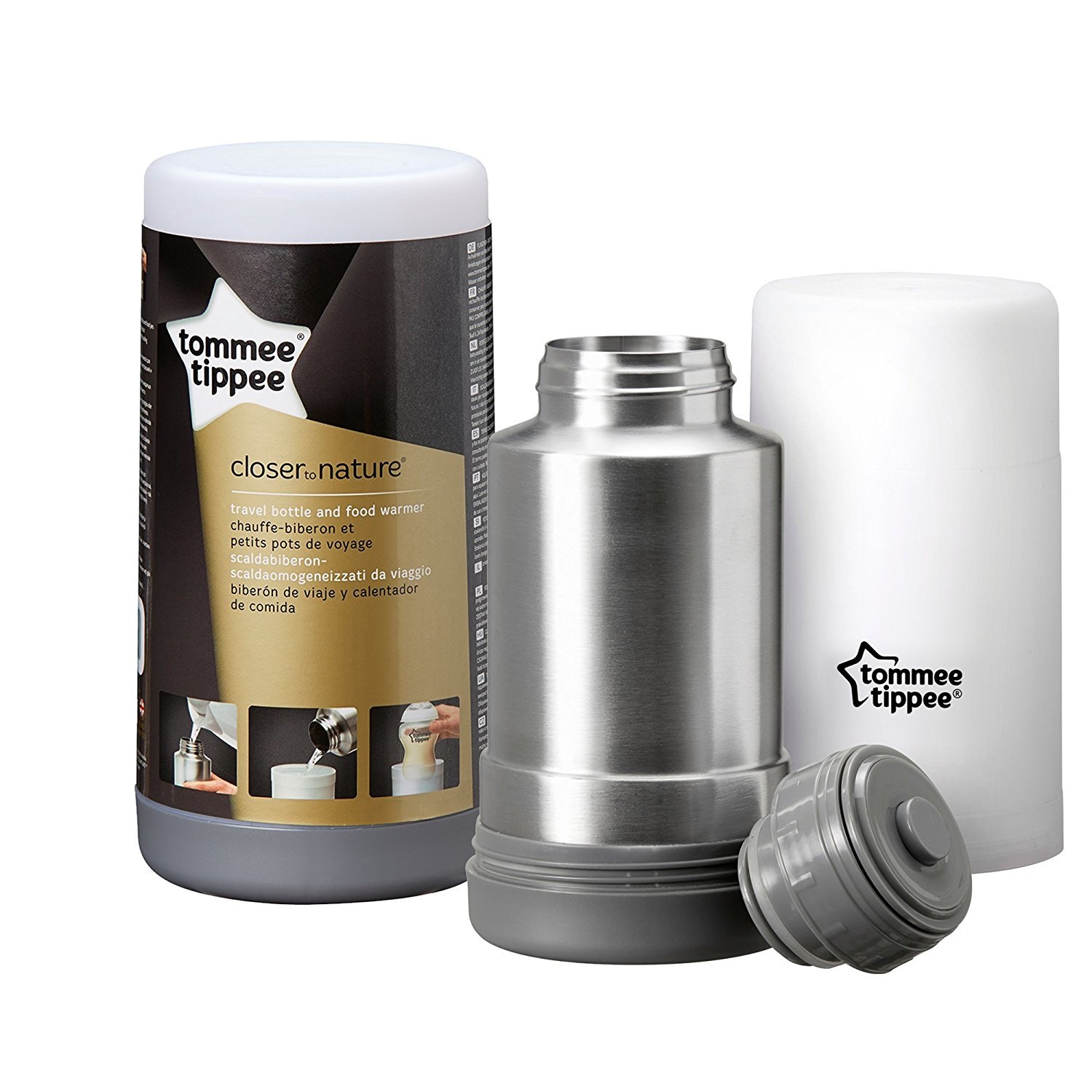 Tommee Tippee Scaldabiberon e Scaldapappa Da Viaggio in Acciaio Inox - Portatile, Senza BPA, Riscalda Latte Materno e Pappe