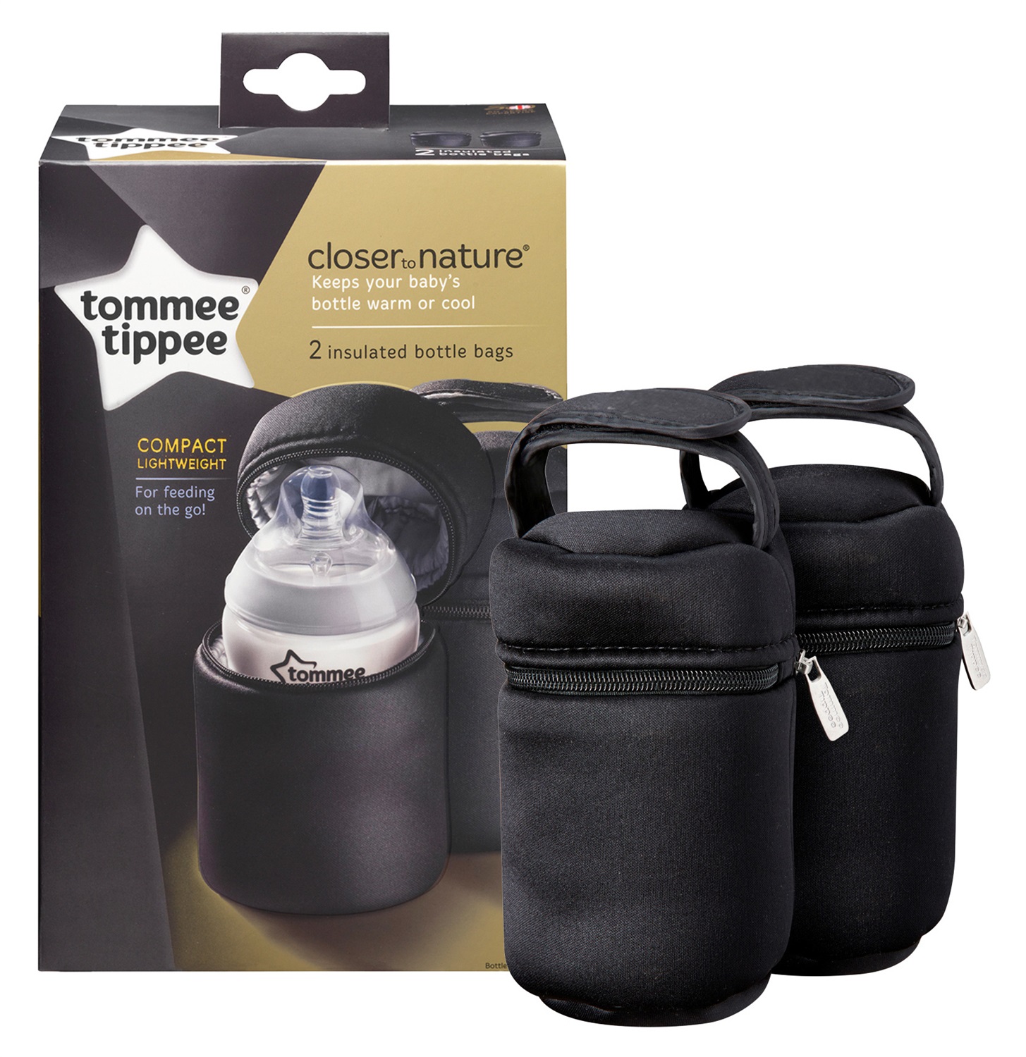 Tommee Tippee Closer to Nature Portabiberon Termico - Confezione da 2, Mantiene Acqua Calda o Fredda, Cinghia Regolabile
