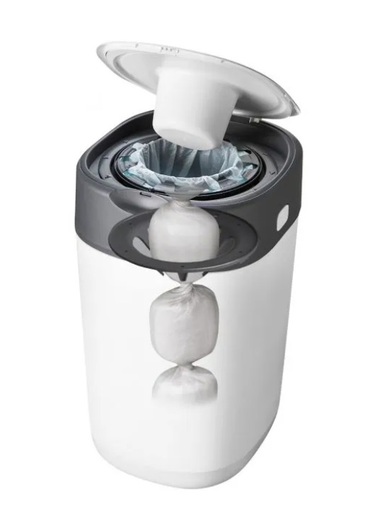 Tommee Tippee Sangenic Twist & Click - Contenitore per Pannolini Bianco con Ricarica, Sistema Avanzato di Smaltimento che Sigilla Odori e Germi