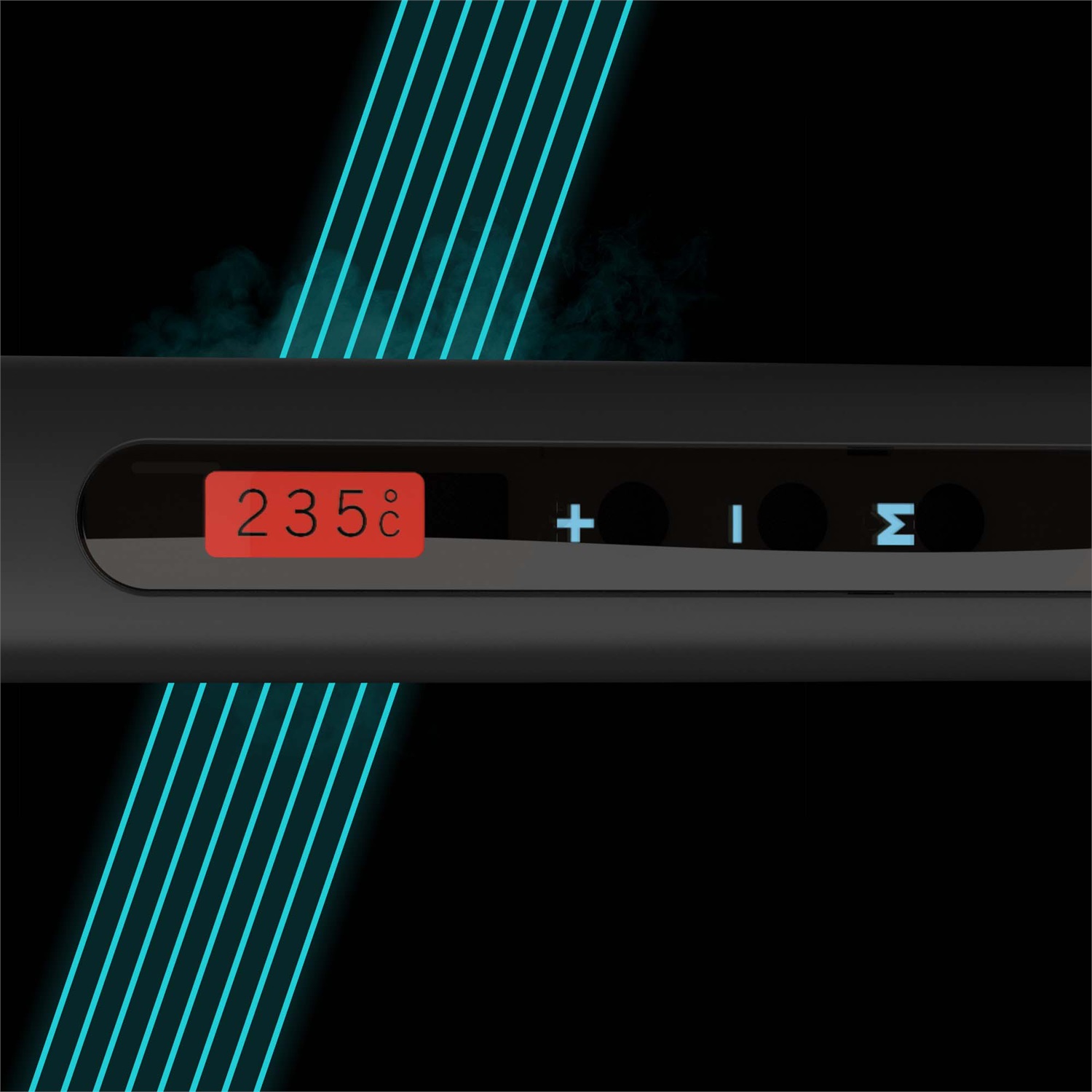 Revamp Progloss Touch Digital - Piastra per Capelli Professionale in Ceramica con Tecnologia Ionica, Temperatura 80°C-235°C, Infusa con Oli Liscianti Anticrespo, Nero