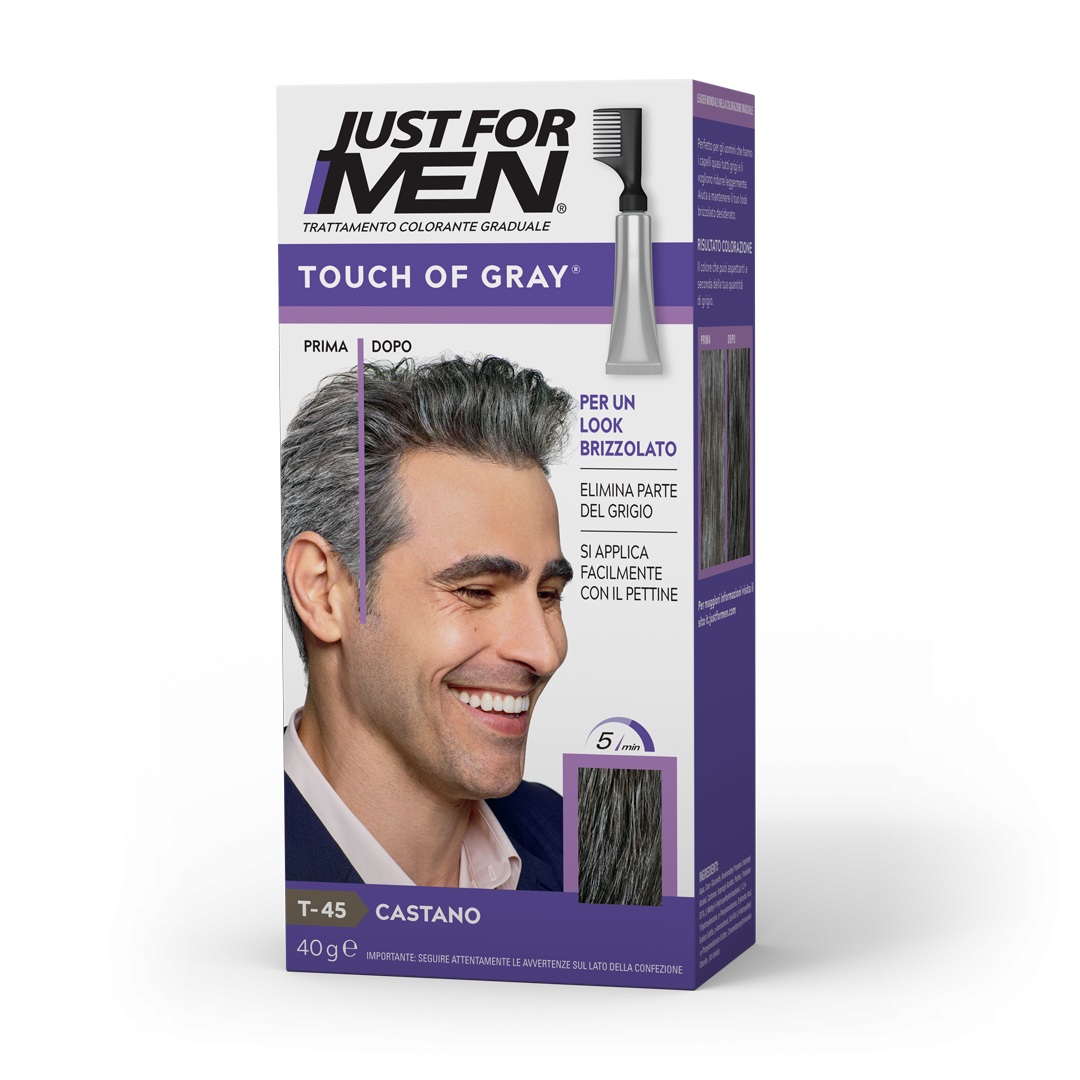 Just For Men Touch of Gray Trattamento Colorante Graduale Castano 40 g - Elimina parte del grigio per un look naturale