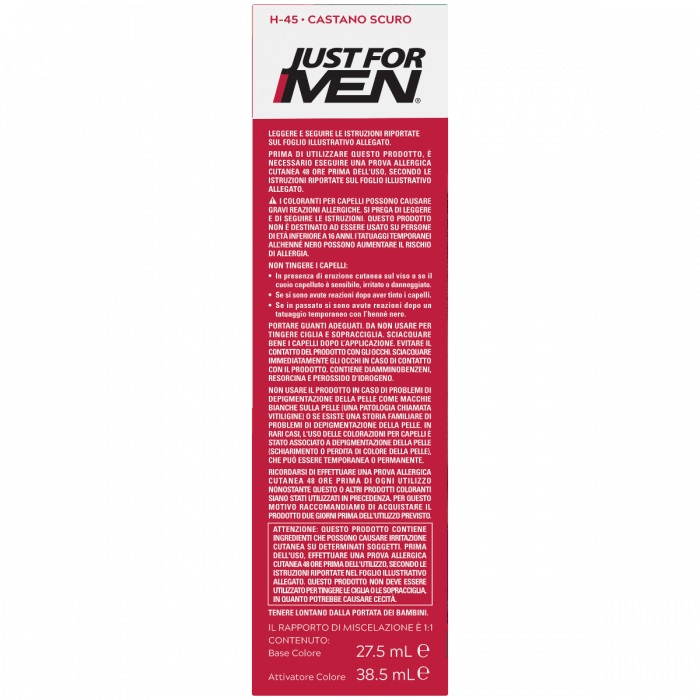 Just For Men Shampoo Colorante Castano Scuro H45 - Copertura Naturale dei Capelli Grigi, Senza Ammoniaca