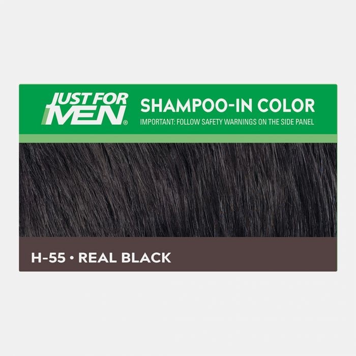 Just For Men Shampoo Colorante H-55 Nero - Copertura Naturale dei Capelli Grigi, Senza Ammoniaca, Formula Gray Target Technology