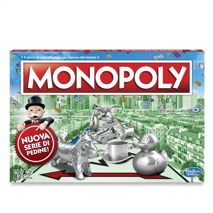 Hasbro Monopoly Classico - Gioco da Tavolo Rettangolare con Proprietà, Case e Carte Sorpresa