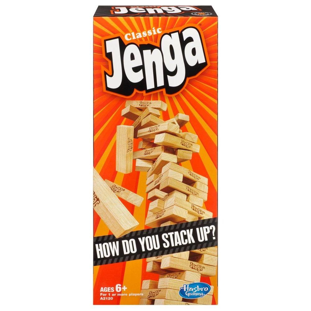 Hasbro Jenga - Gioco di Impilamento Originale con 54 Mattoncini di Legno, per Bambini dai 6 Anni in Su, Sviluppa Abilità Motorie e Strategia