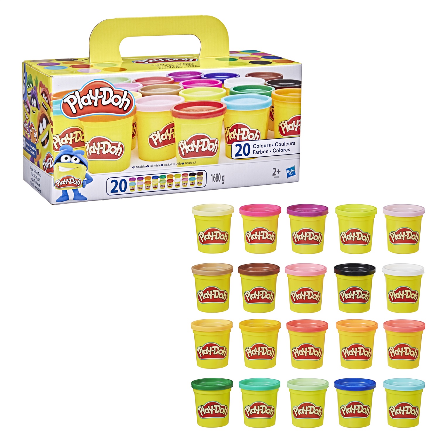 Play-Doh A7924EUD Set di Plastilina Creativa con 20 Vasetti di Diversi Colori, Idea Regalo per Bambini dai 2 Anni in su
