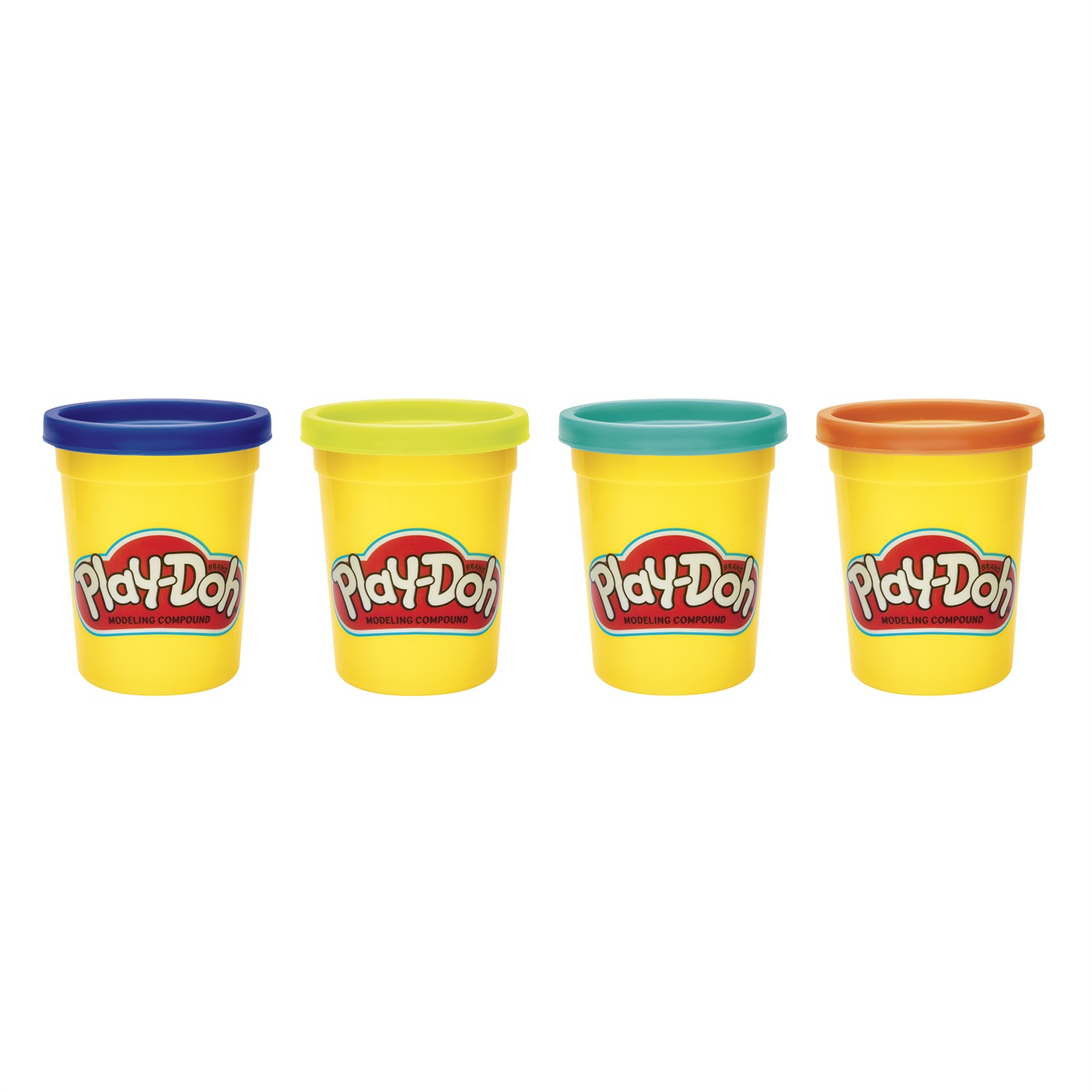 Hasbro Play-Doh Set di 4 Vasetti di Plastilina Colorata - Blu Scuro, Verde Lime, Turchese e Arancione, 112 g ciascuno