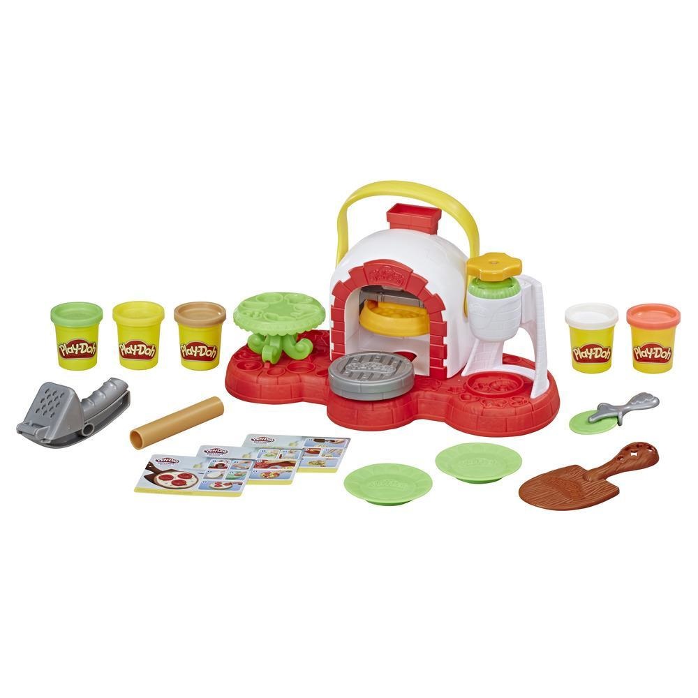 Hasbro Play-Doh Stamp N Top Pizza Set - Forno Giocattolo con 6 Colori di Pasta Modellabile e 25 Condimenti Finti