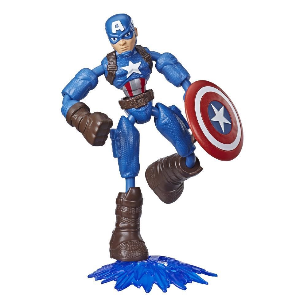 Marvel Bend and Flex Action Figure - Captain America, 6-Inch Flessibile con Accessorio, Età 4 , Multicolor