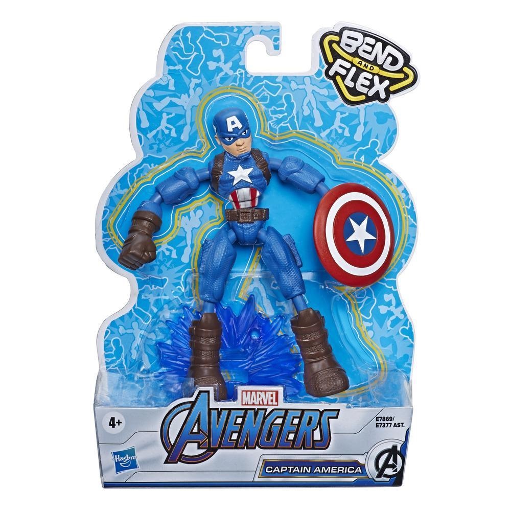 Marvel Bend and Flex Action Figure - Captain America, 6-Inch Flessibile con Accessorio, Età 4 , Multicolor