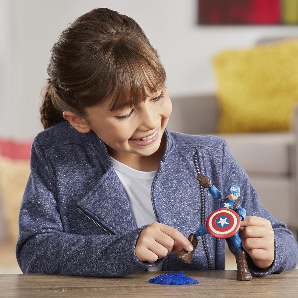 Marvel Bend and Flex Action Figure - Captain America, 6-Inch Flessibile con Accessorio, Età 4 , Multicolor
