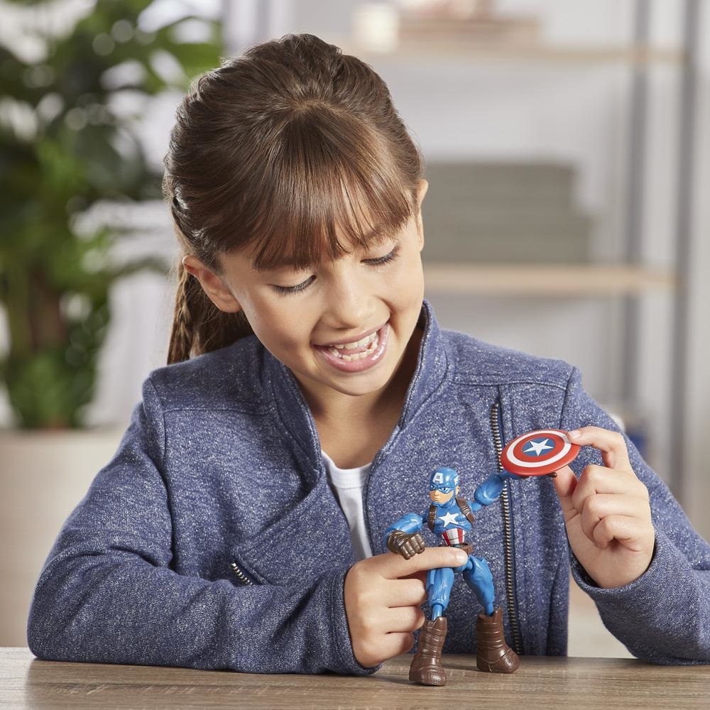 Marvel Bend and Flex Action Figure - Captain America, 6-Inch Flessibile con Accessorio, Età 4 , Multicolor