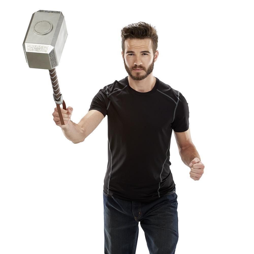 Hasbro Marvel Legends Series Mjolnir Martello di Thor Elettronico - 50 cm, Colore Nero e Multicolore, Funzioni di Luce e Suono