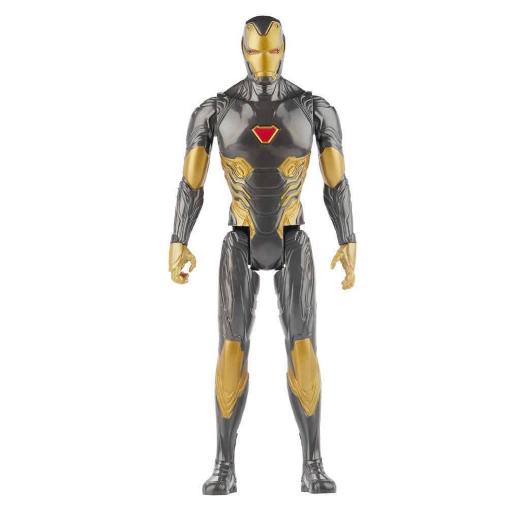Hasbro Marvel Avengers Iron Man Action Figure 30cm con Blaster Titan Hero Blast Gear - Tuta Nera e Oro, Età 4