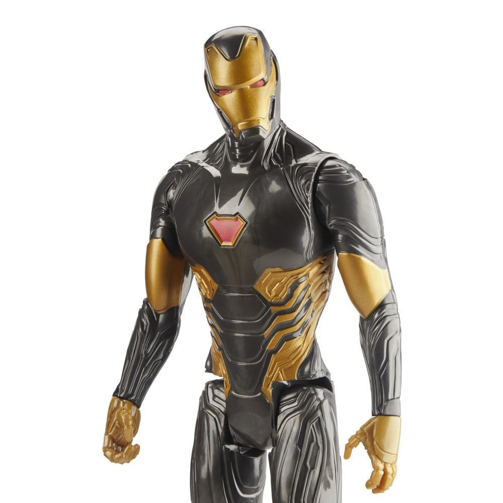 Hasbro Marvel Avengers Iron Man Action Figure 30cm con Blaster Titan Hero Blast Gear - Tuta Nera e Oro, Età 4