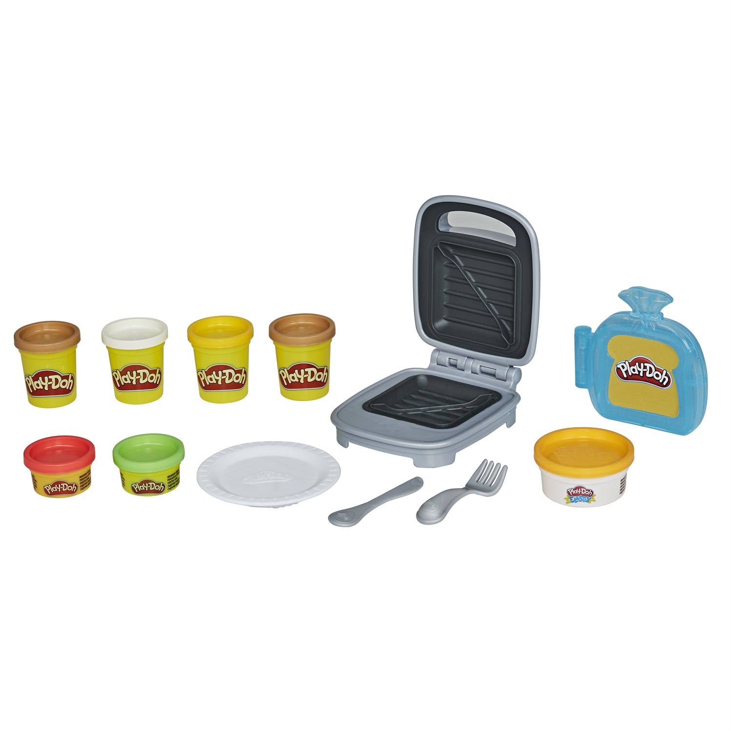 Hasbro Play-Doh E76235L0 Sandwich Formaggioso - Playset con 1 Vasetto Elastix e 6 Vasetti di Pasta da Modellare