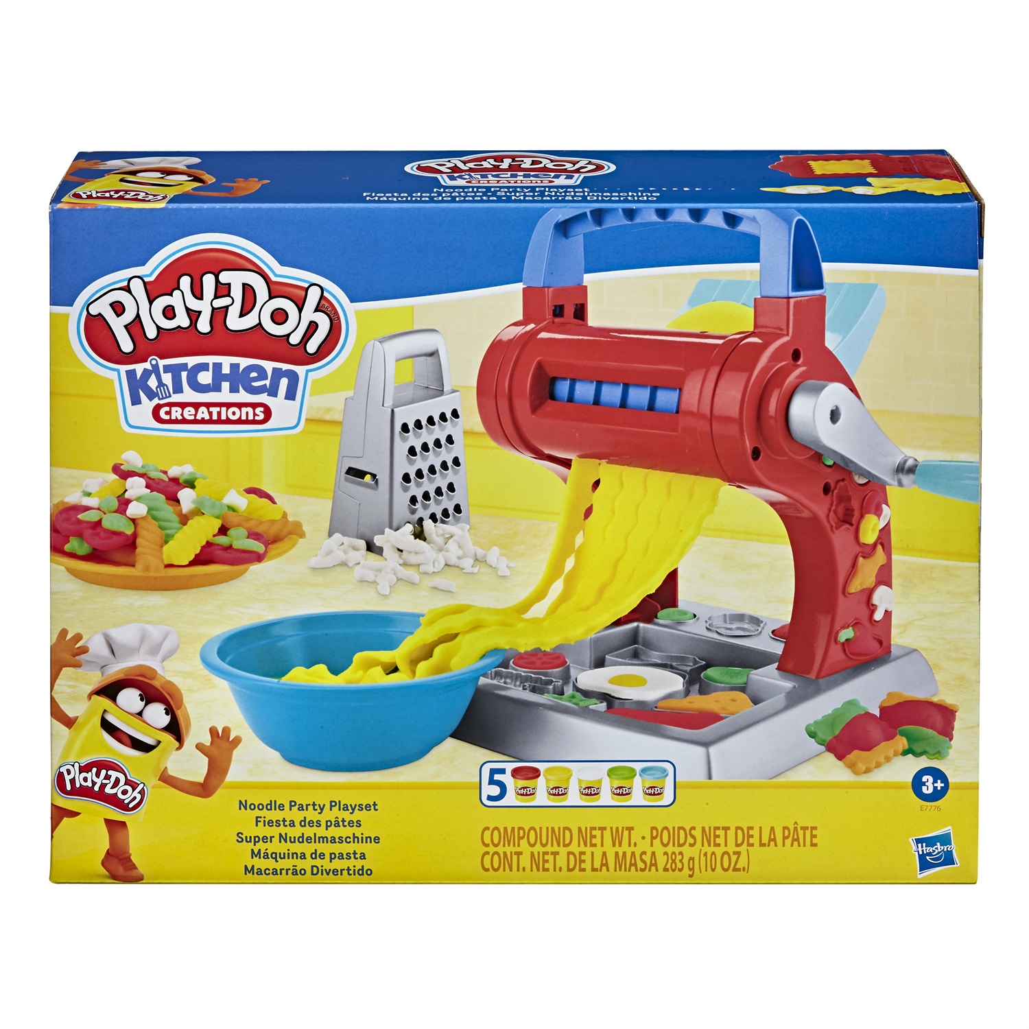 Play-Doh Set per la Pasta - Include 5 Vasetti di Pasta da Modellare, Macchina Giocattolo per Creare Tagliatelle e Spaghetti Finti, Età 3