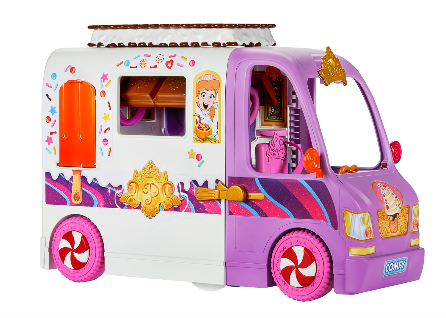 Hasbro Disney Princess Camioncino dei Gelati Comfy Squad con 16 Accessori - Camper per Bambole