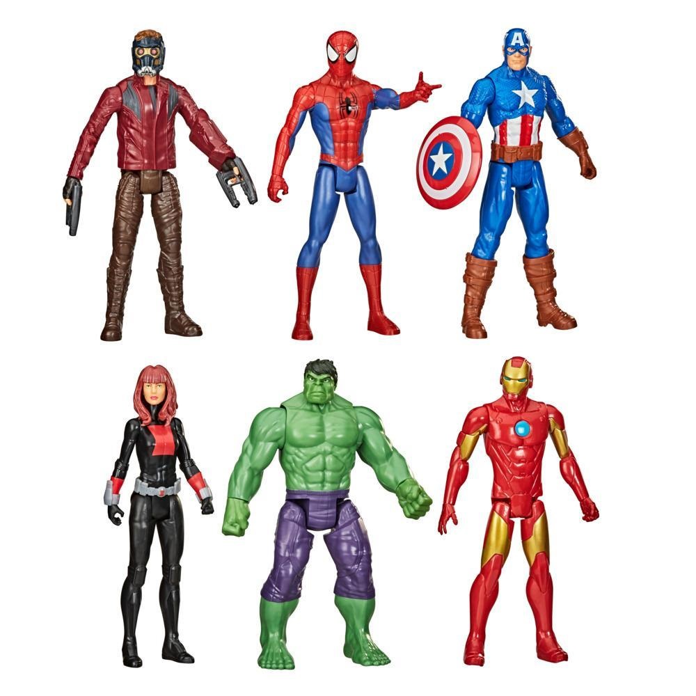 Hasbro Marvel Titan Hero Series - Set di 6 figure da 30 cm: Vedova Nera, Iron Man, Star Lord, Captain America, Hulk e Spiderman
