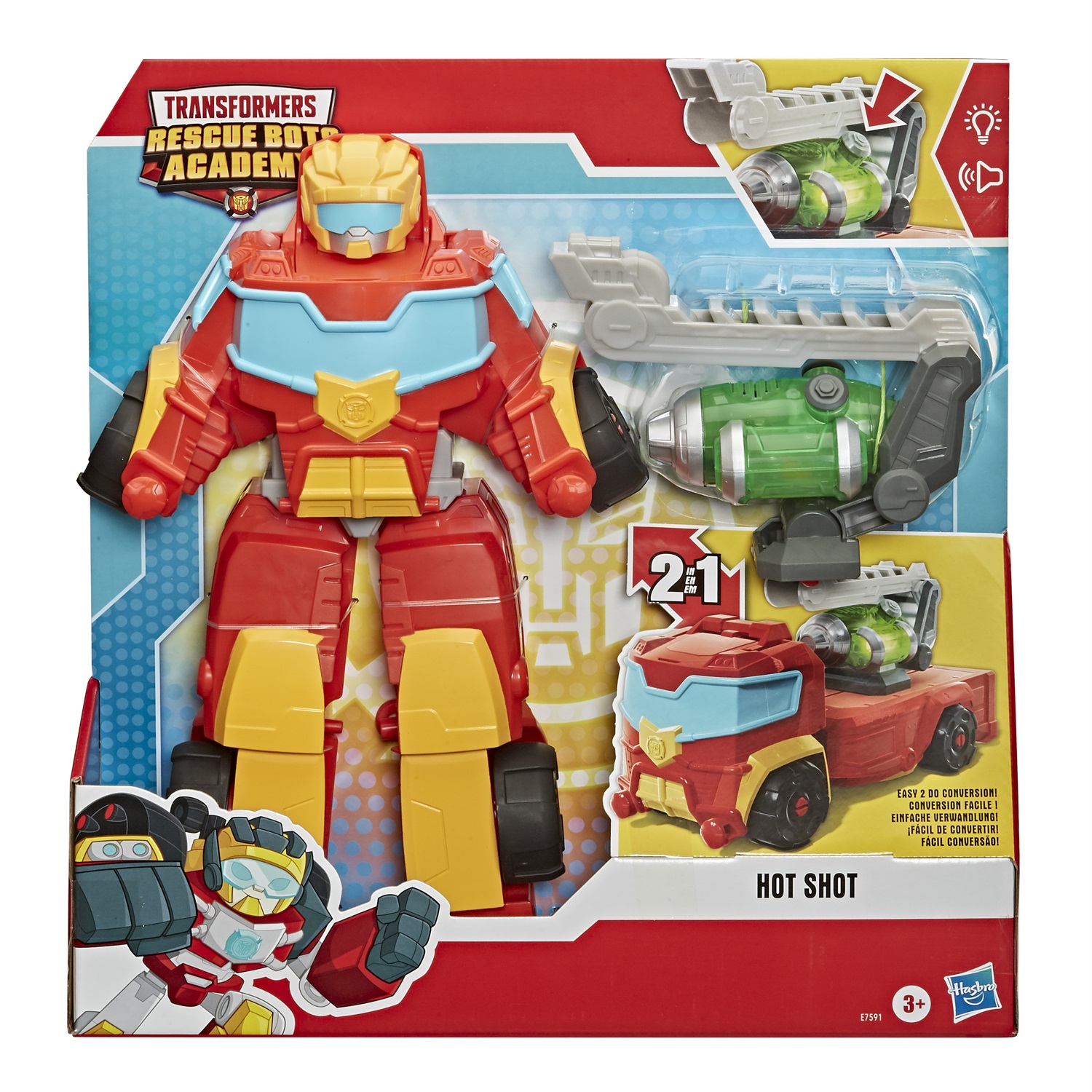 Transformers E7591 Hot Shot Giocattolo Transformer 2 in 1 - Action Figure da Collezione 35,5 cm per Bambini dai 3 Anni