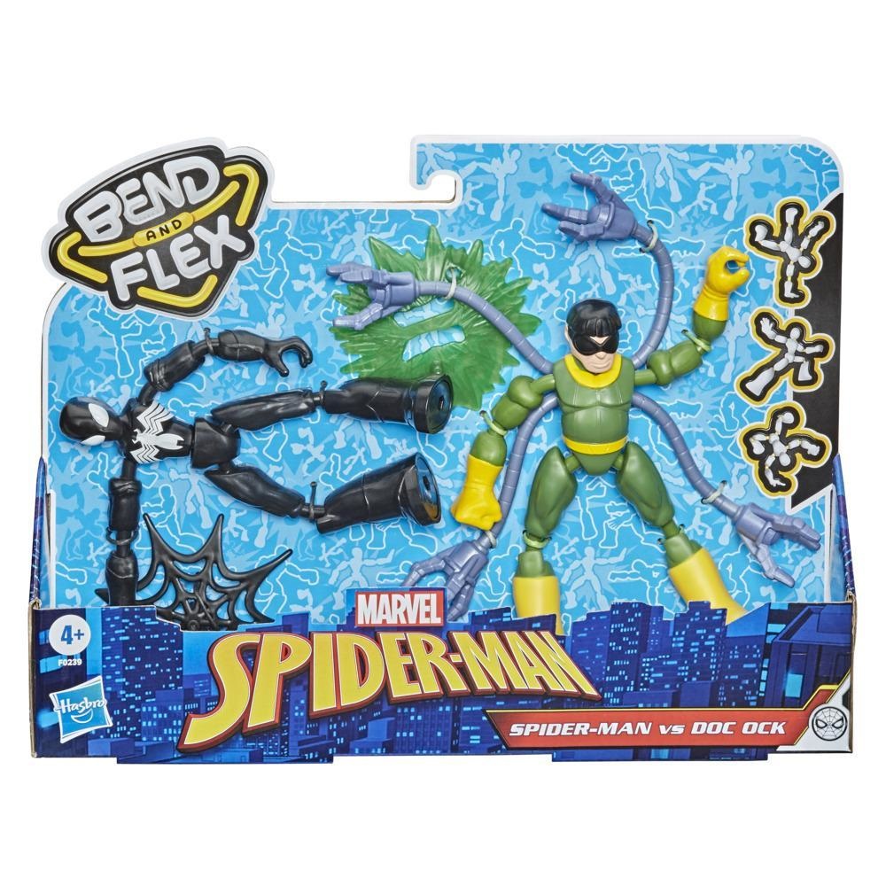 Hasbro Bend and Flex Spider-Man Tuta Nera e Doc Ock - Action Figure Flessibile da 15 cm per Bambini