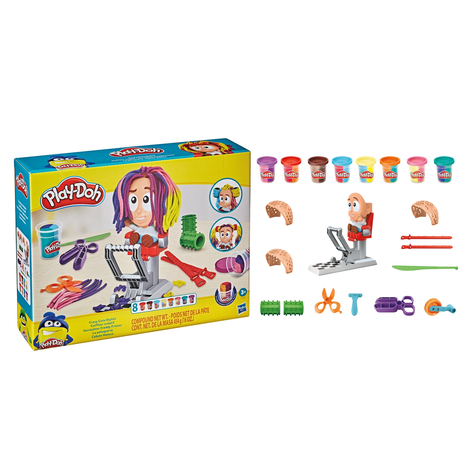 Play-Doh F12605L1 - Il Fantastico Barbiere Playset con 8 Vasetti di Pasta da Modellare e Accessori per Creare Acconciature Creative