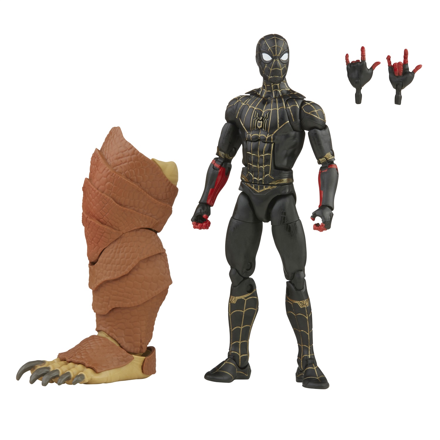 Hasbro Marvel Legends - Spider-Man con Tuta Nero e Oro, Action Figure da Collezione 15 cm con 2 Accessori e Elemento Build-A-Figure