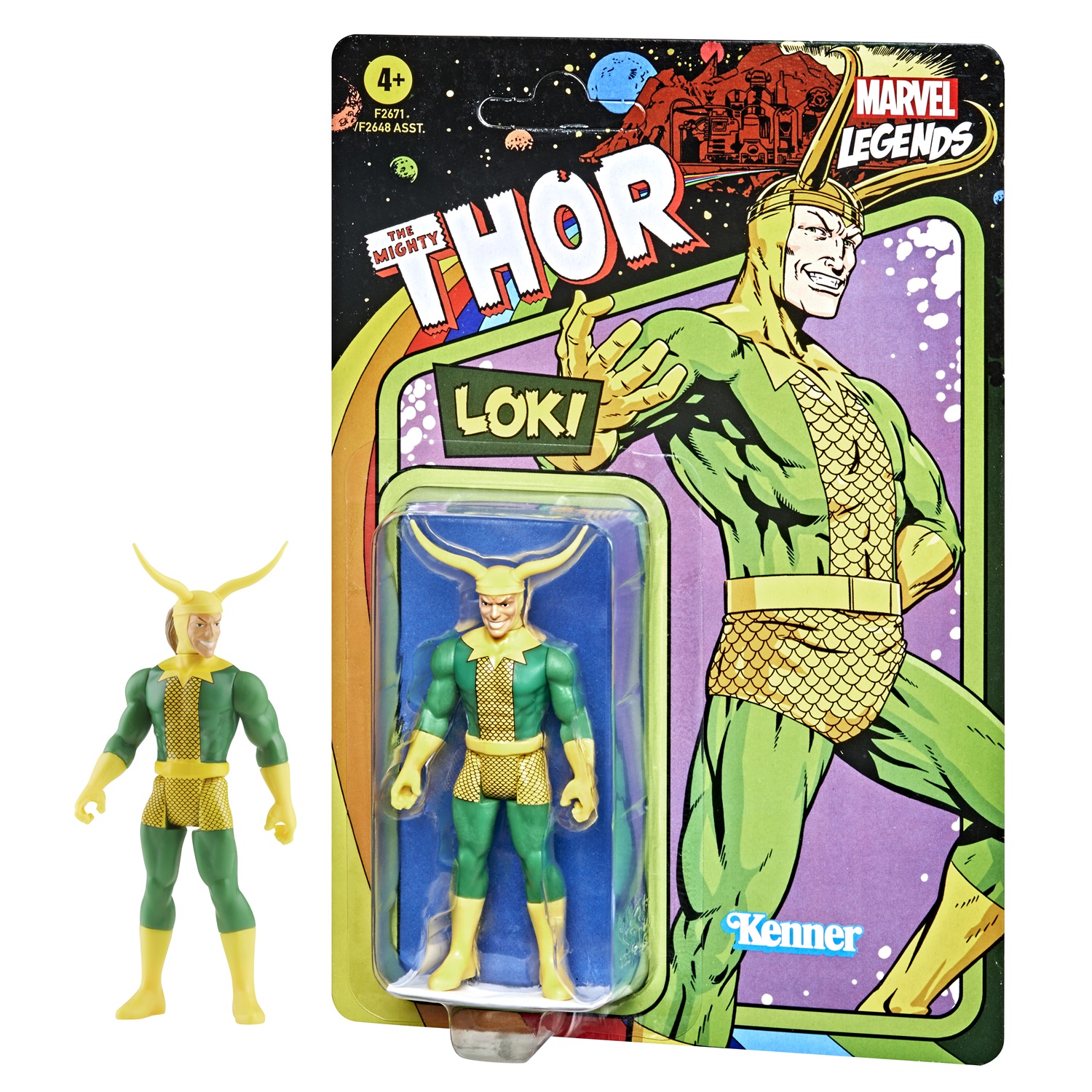 Hasbro Marvel Legends Retro Loki - Action Figure 10 cm con gambe, braccia e testa mobili, adatta per bambini dai 4 anni
