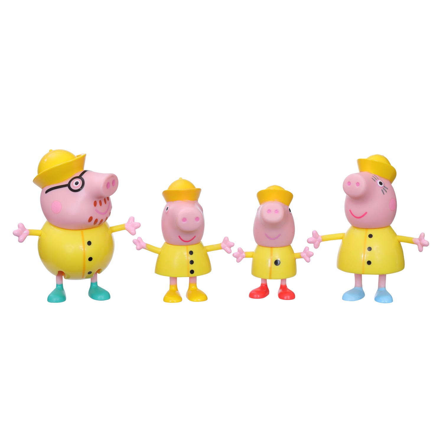 Peppa Pig F21935X0 - Set di 4 action figure della famiglia di Peppa Pig in tema giornata di pioggia, adatto per bambini dai 3 anni