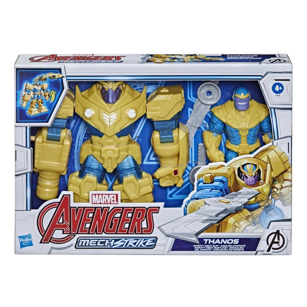 Hasbro Avengers Mech Strike Action Figure 9-inch Thanos con Armatura Infinity Mech Suit e Arma Lama per Bambini dai 4 Anni in Su