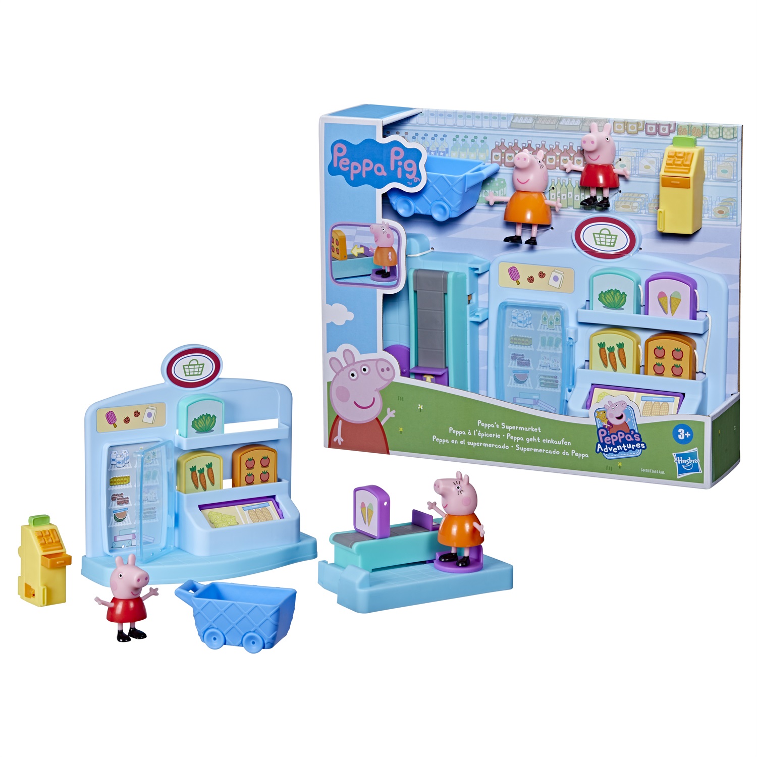 Peppa Pig Hasbro Playset Peppa al Supermercato - Giocattolo per Età Prescolare con 2 Action Figure e 8 Accessori a Tema, dai 3 Anni in su, Multicolore