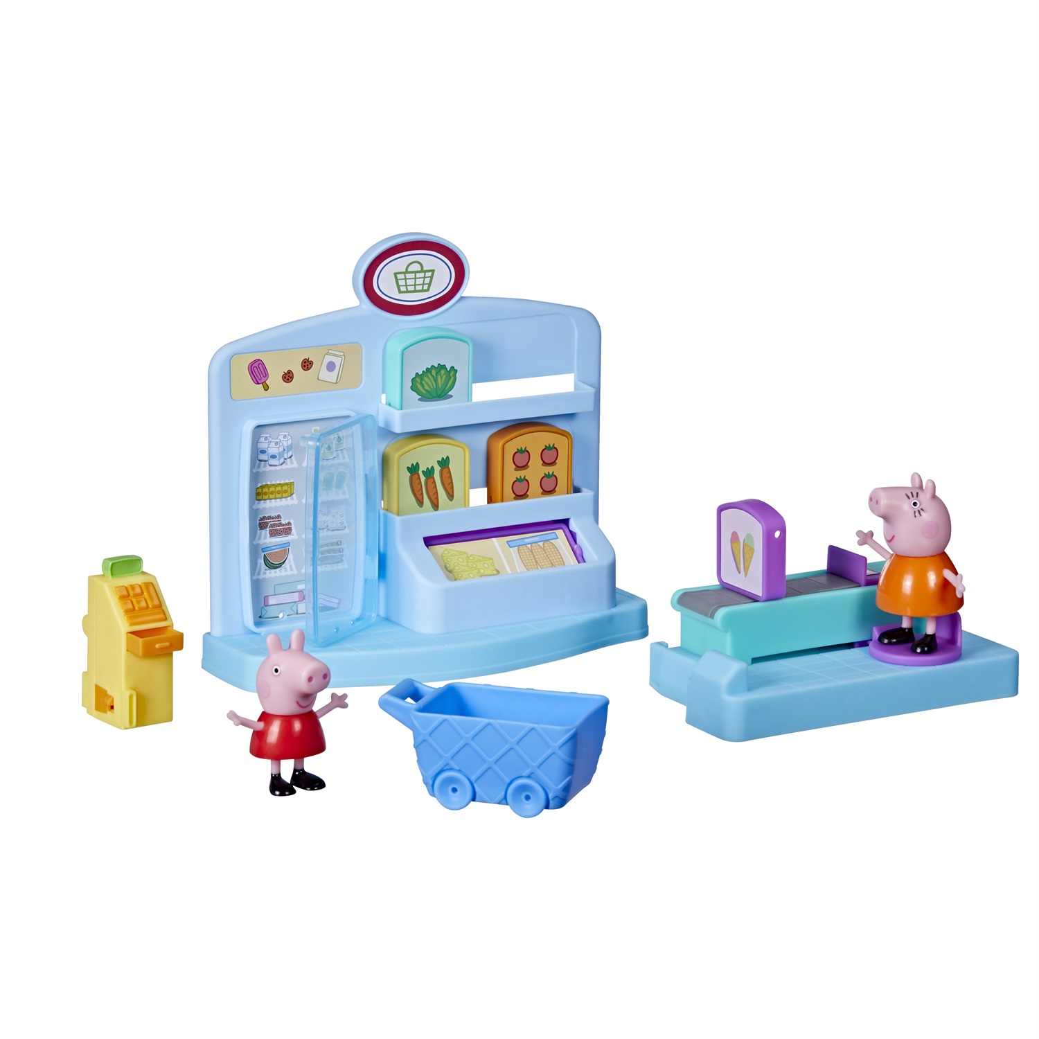 Peppa Pig Hasbro Playset Peppa al Supermercato - Giocattolo per Età Prescolare con 2 Action Figure e 8 Accessori a Tema, dai 3 Anni in su, Multicolore