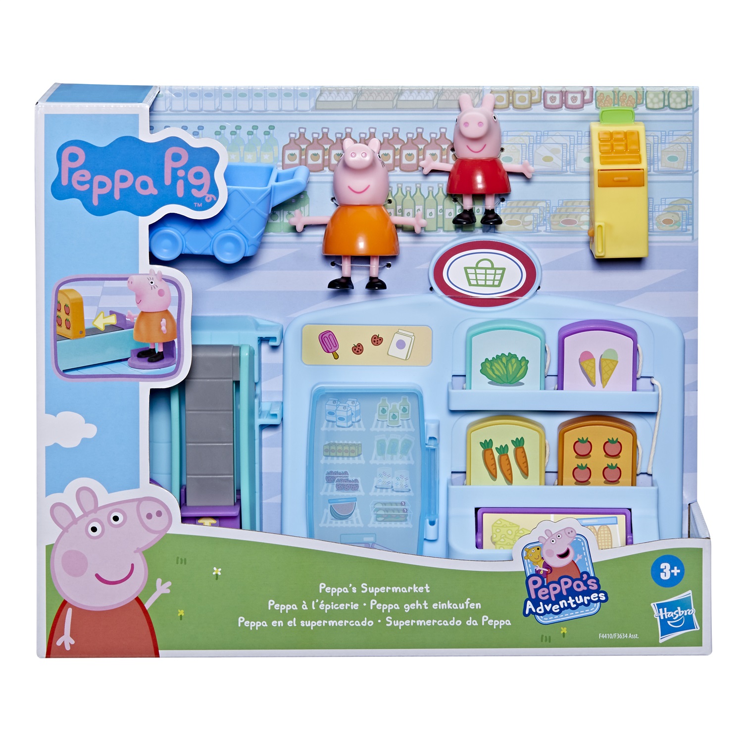Peppa Pig Hasbro Playset Peppa al Supermercato - Giocattolo per Età Prescolare con 2 Action Figure e 8 Accessori a Tema, dai 3 Anni in su, Multicolore