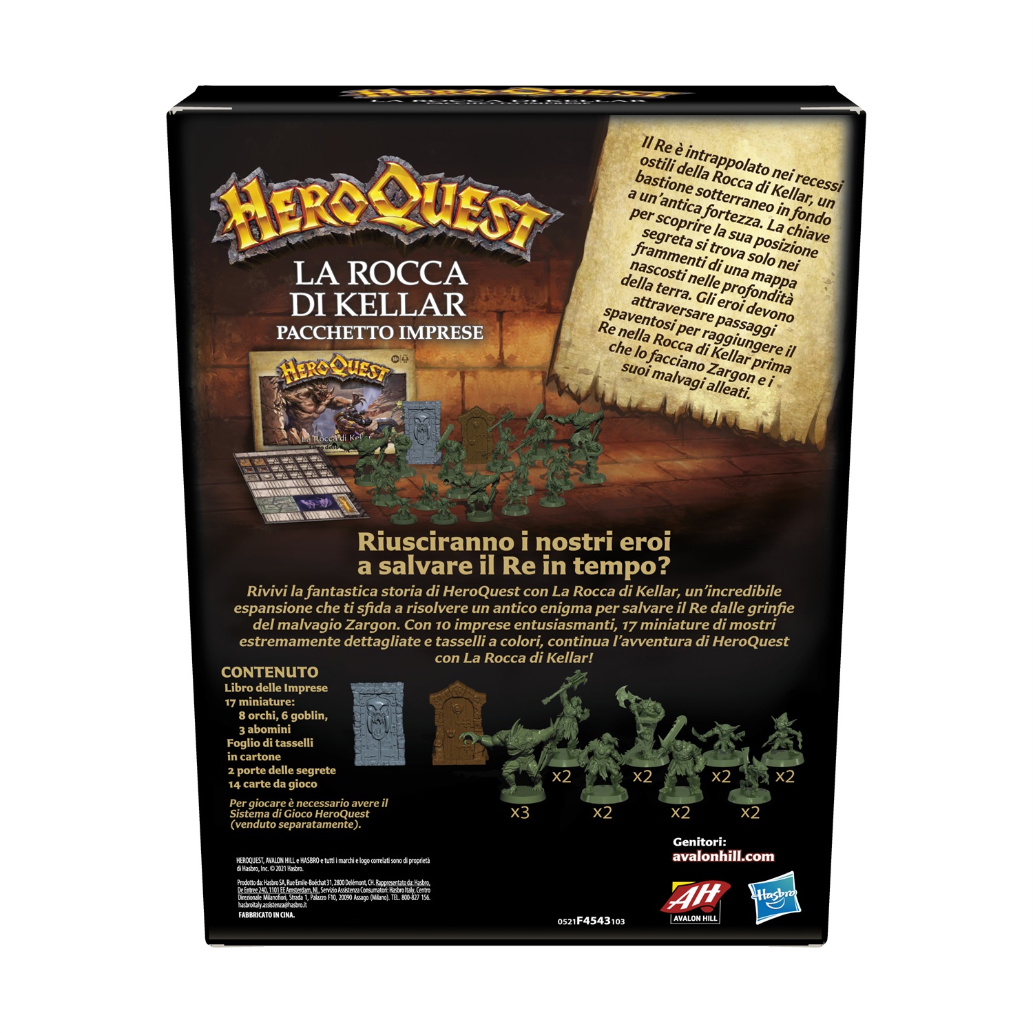 Avalon Hill HeroQuest La Rocca di Kellar - Pack delle Imprese, Gioco di Avventura Fantasy in Stile Dungeon Crawler, per 2-5 Giocatori, Età 14 , Richiede Sistema di Gioco Base HeroQuest