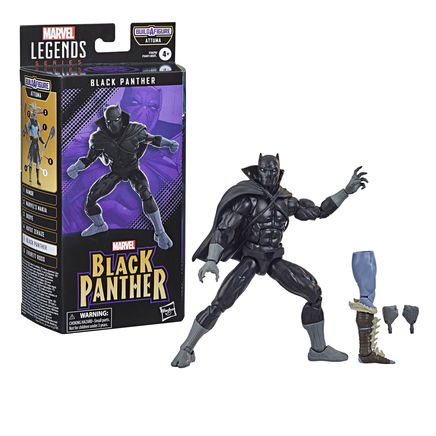 Marvel Hasbro Legends Series Black Panther - Action Figure da 15 cm con 2 Accessori e Parte Build-a-Figure