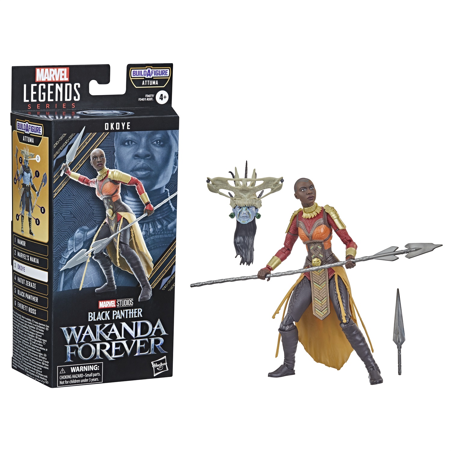 Hasbro Marvel Legends Series: Black Panther Okoye - Action Figure da 15 cm con 2 Accessori e Parte Build-a-Figure