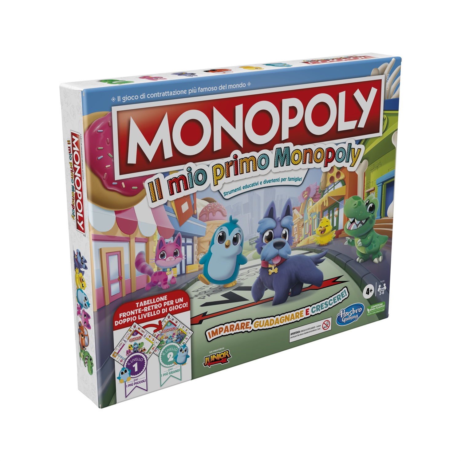 Hasbro Il Mio Primo Monopoly - Gioco da Tavolo per Bambini dai 4 Anni, Tabellone a 2 Facce con Strumenti di Apprendimento