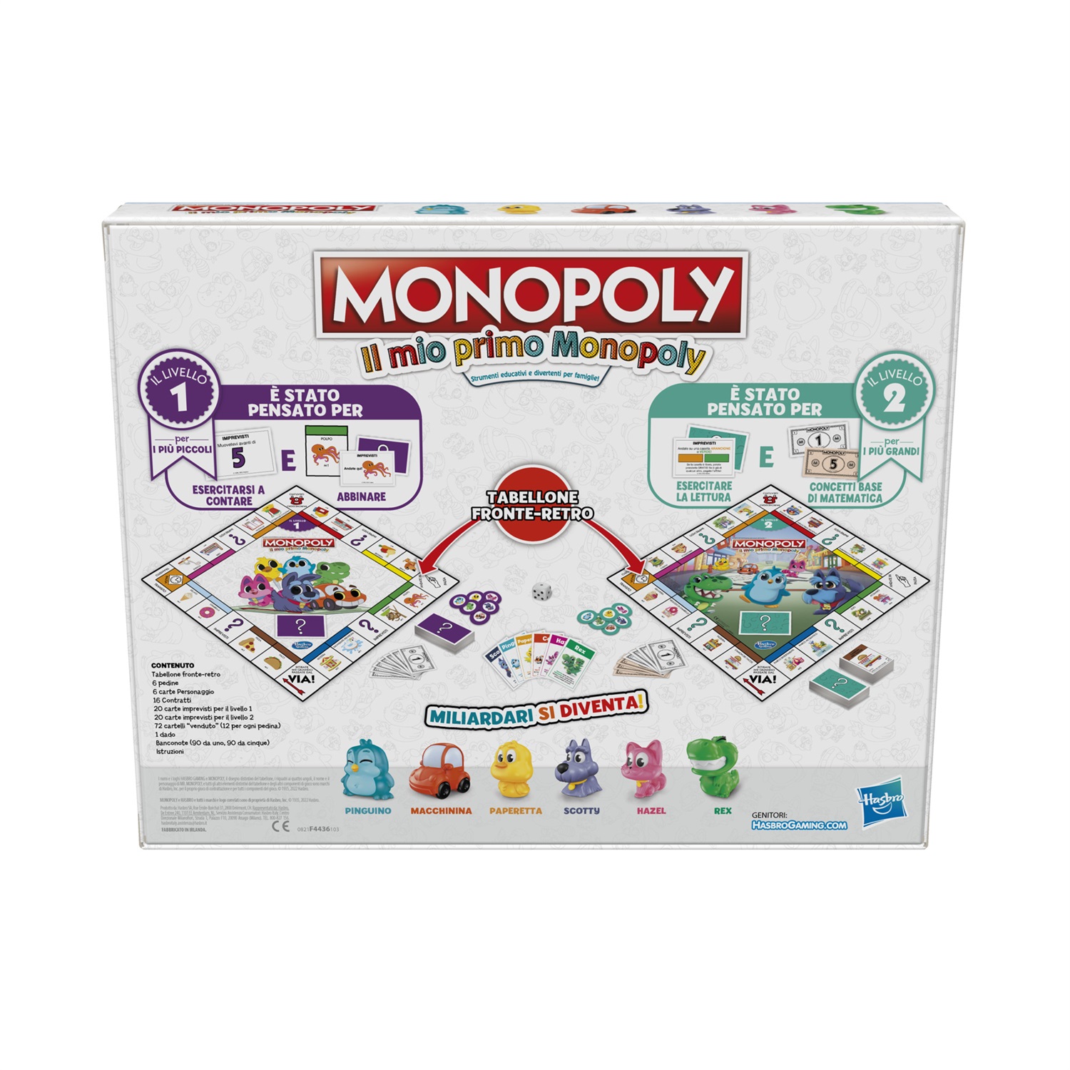 Hasbro Il Mio Primo Monopoly - Gioco da Tavolo per Bambini dai 4 Anni, Tabellone a 2 Facce con Strumenti di Apprendimento