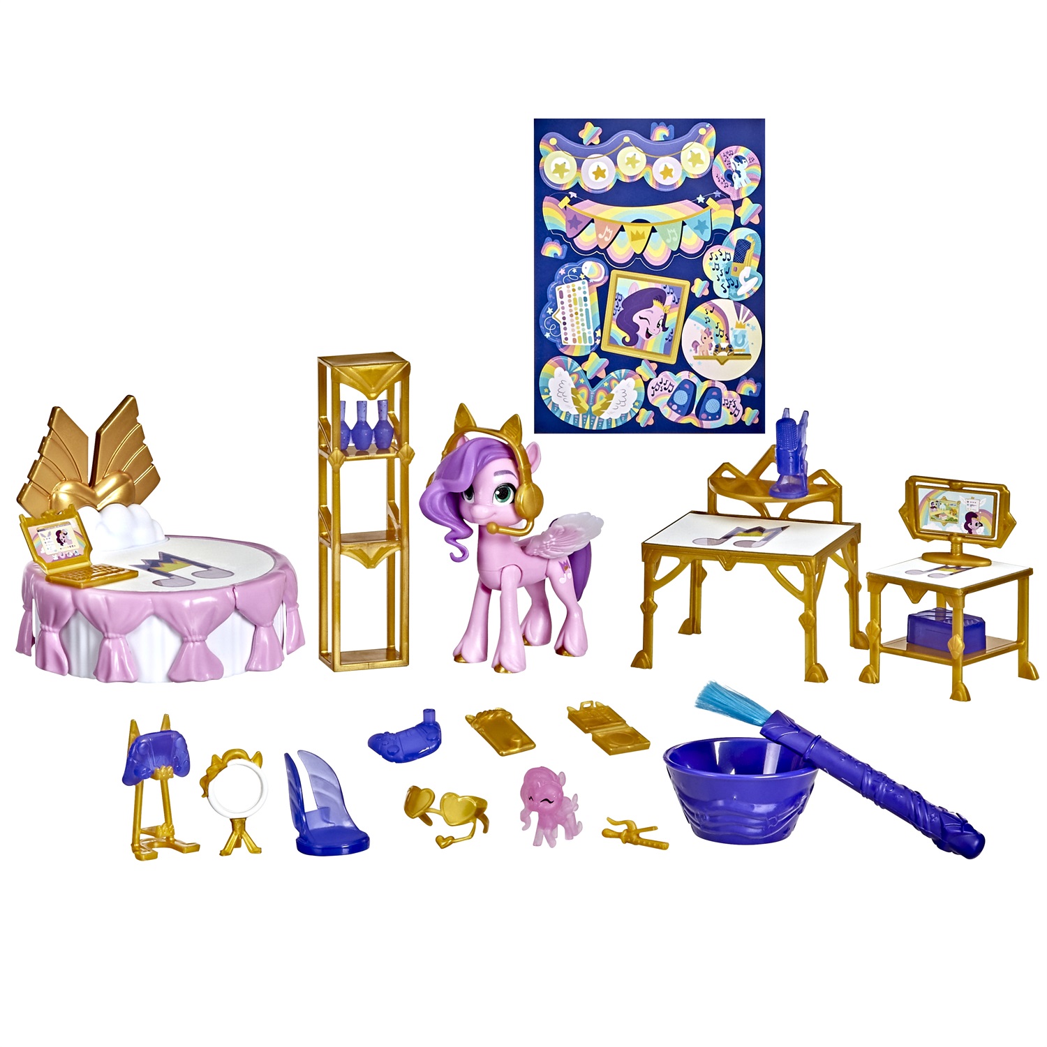 Hasbro My Little Pony: Una Nuova Generazione - Princess Pipp Petals, Pony rosa da 7,5 cm con accessori rivelati dall'acqua per bambini dai 5 anni in su