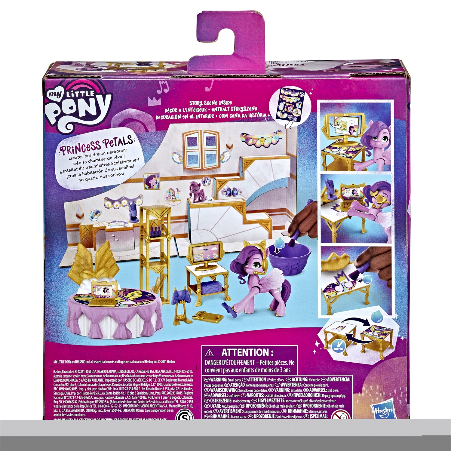 Hasbro My Little Pony: Una Nuova Generazione - Princess Pipp Petals, Pony rosa da 7,5 cm con accessori rivelati dall'acqua per bambini dai 5 anni in su
