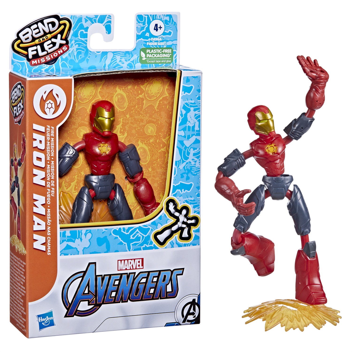 Hasbro Marvel Avengers Bend and Flex Iron Man - Action Figure Pieghevole da 15 cm per Bambini dai 4 Anni in Su