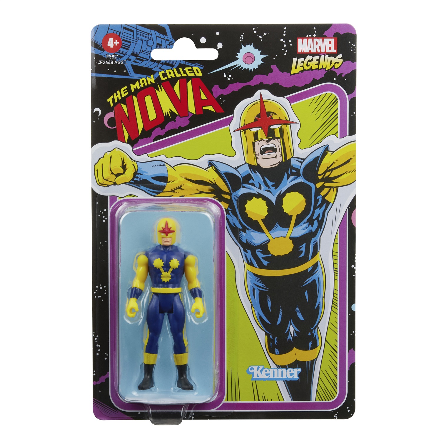 Marvel Hasbro Legends Series Retro 375 Collection - Action Figure Collezionabile Marvel's Nova da 9,5 cm, Design Ispirato ai Fumetti, Confezione Vintage, dai 4 anni in su
