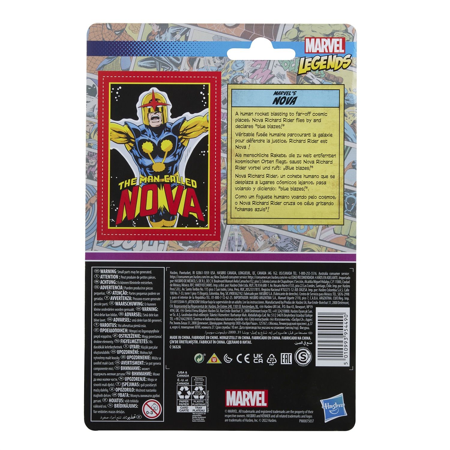 Marvel Hasbro Legends Series Retro 375 Collection - Action Figure Collezionabile Marvel's Nova da 9,5 cm, Design Ispirato ai Fumetti, Confezione Vintage, dai 4 anni in su
