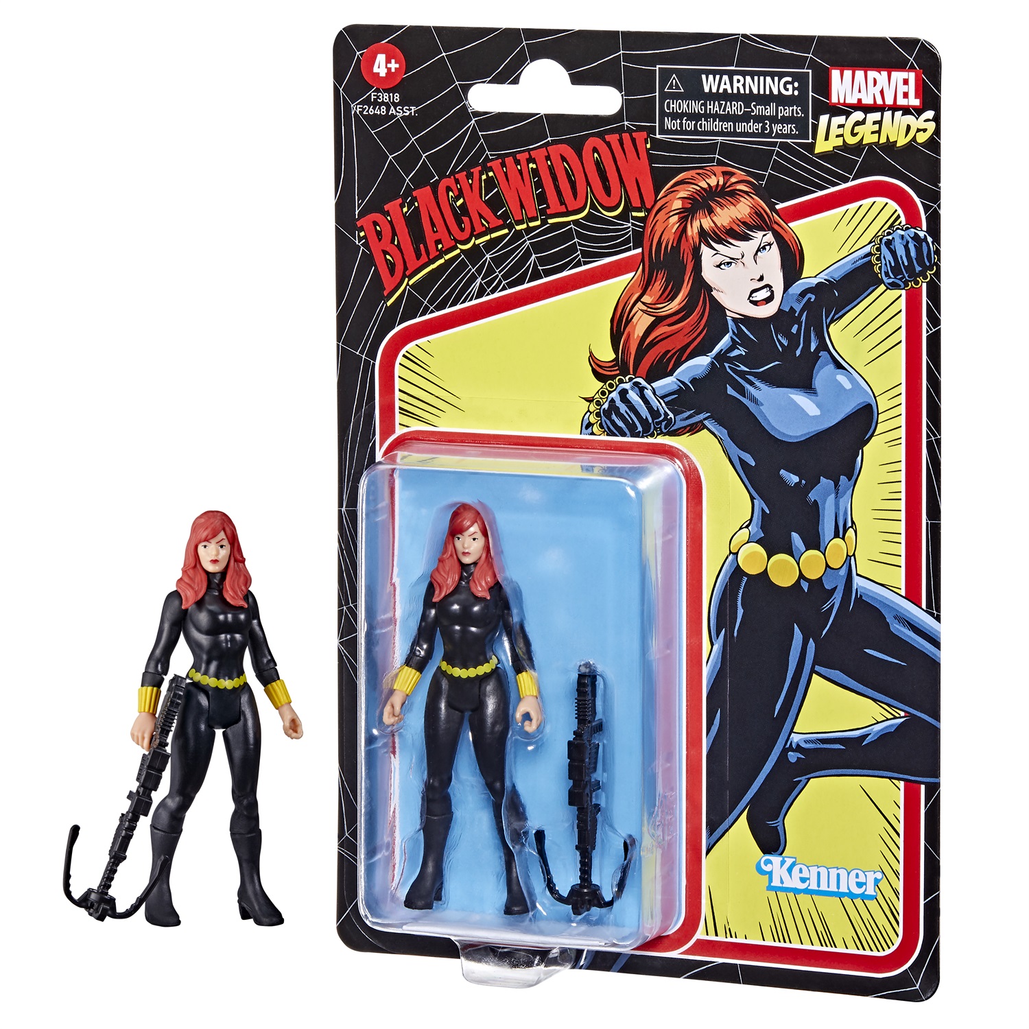 Marvel Hasbro Legends Series Action Figure Black Widow Retro 375 Collection 9,5 cm con 1 Accessorio - Stile Vintage