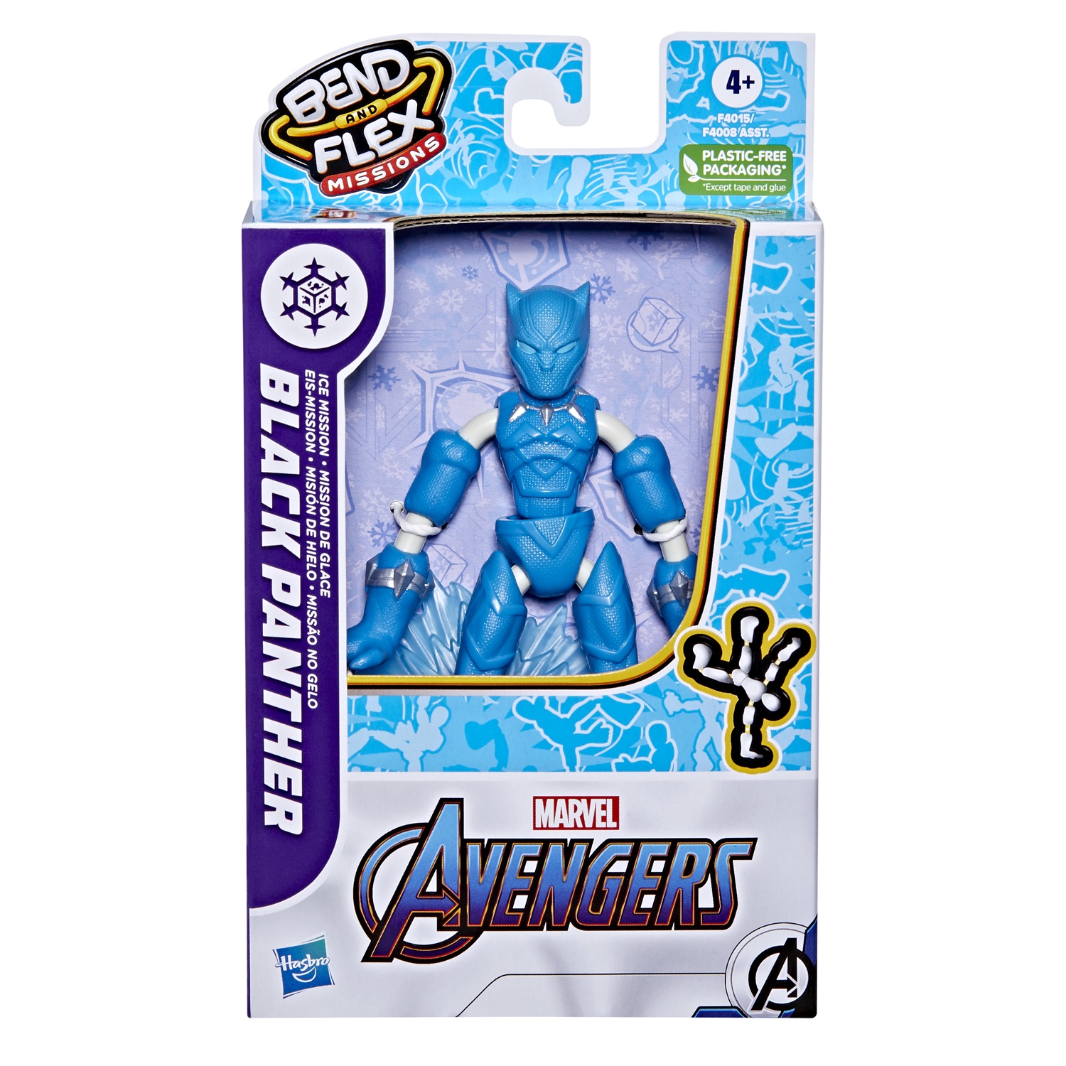 Hasbro Marvel Avengers Bend and Flex Missions Black Panther Ice Mission Action Figure Pieghevole da 15 cm per Bambini dai 4 Anni in Su
