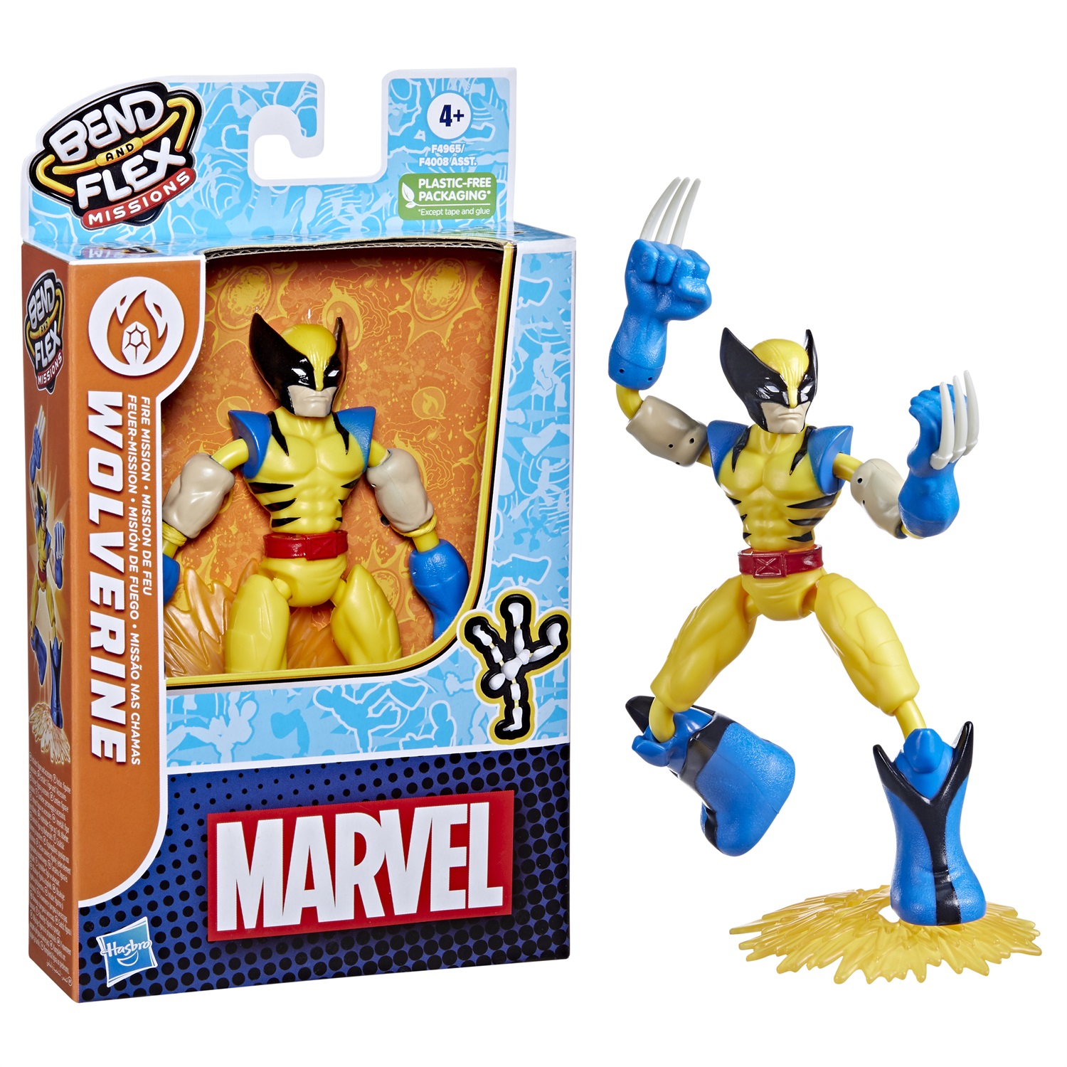Hasbro Marvel Avengers Bend and Flex Missions - Action Figure Pieghevole di Wolverine da 15 cm, Giocattolo per Bambini dai 4 Anni in Su